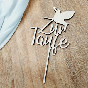 Cake-Topper "Zur Taufe - mit Taube"