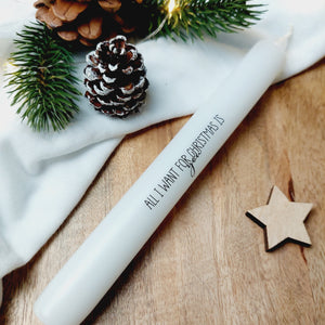 Stabkerze "All I want for Christmas is you"