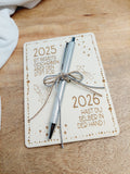 Holz-Karte Silvester mit Stift