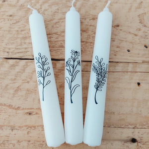Stabkerzen "schlichte Blumen" - 3 Stk.